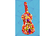 Abstract colorful polygonal guitar