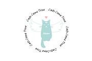 Funny cat with wings and circle text