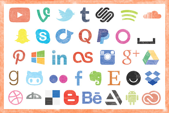 50 Watercolour Social Media Icons in Graphics - product preview 1