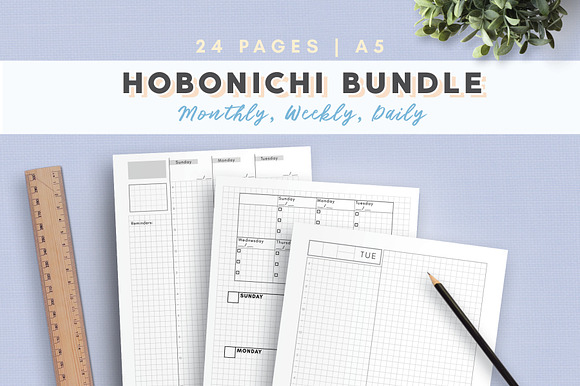Daily, Weekly, Monthly - Hobonichi in Stationery Templates - product preview 1