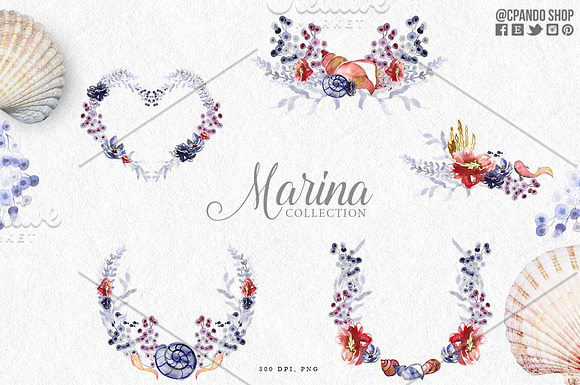 Marina, beach wedding clip art in Illustrations - product preview 2