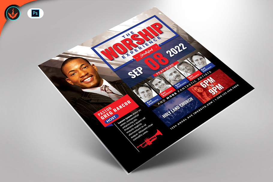 Worship Square Flyer Template in Flyer Templates - product preview 8