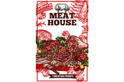 Vector sketch meat house poster