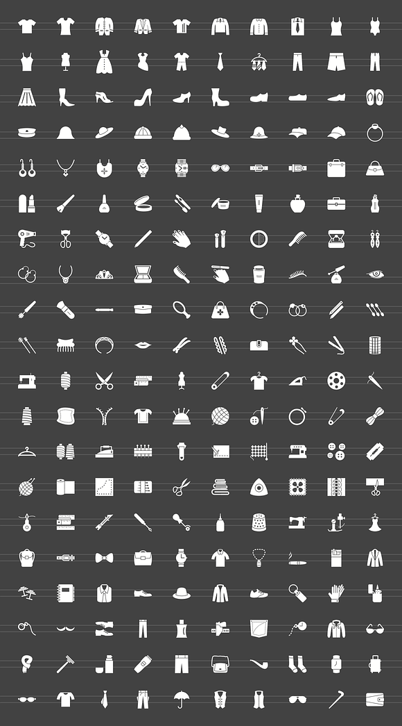 200 Fashion Glyph Inverted Icons in Icons - product preview 1