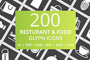 200 Restaurant & Food Glyph Icons