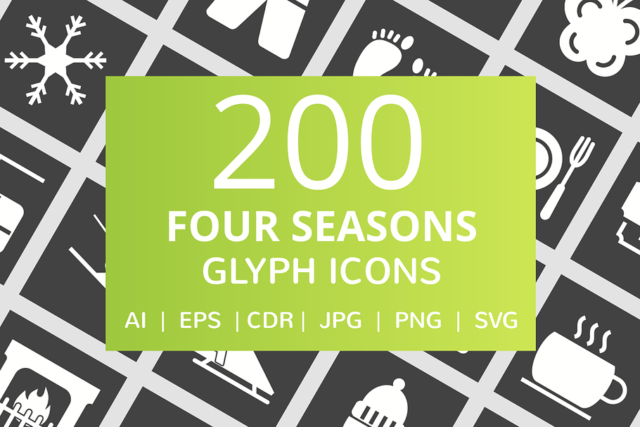 200 Four Seasons Glyph Icons