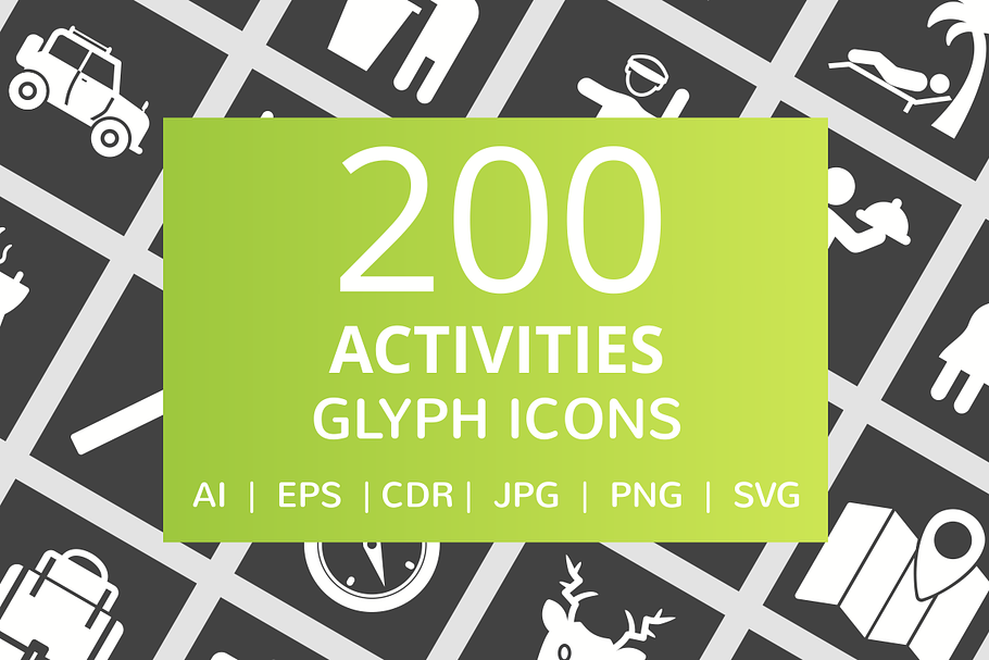 200 Activities Glyph Inverted Icons