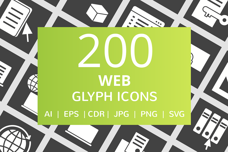 200 Web Glyph Inverted Icons