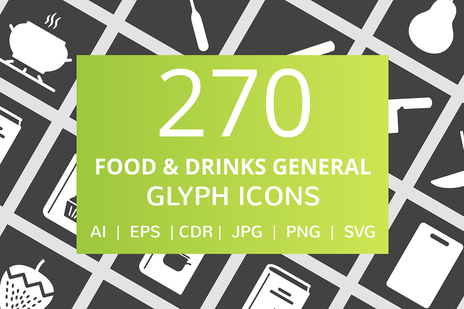 270 Food & Drinks General Glyph Icon in Graphics - product preview 8