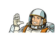 male astronaut voting hand up