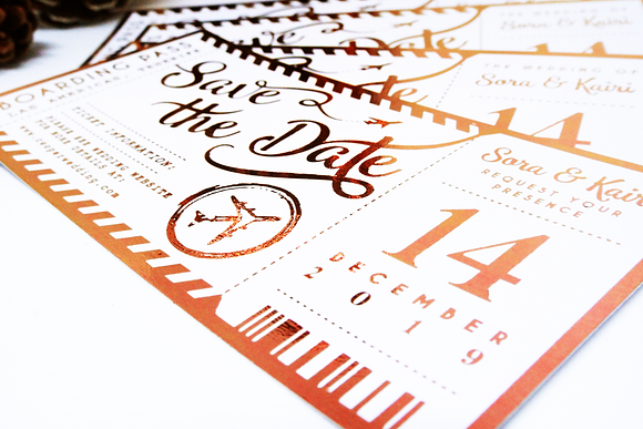 Save the Date Plane Ticket Template in Wedding Templates - product preview 1