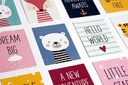 Baby cards with hand drawn animals