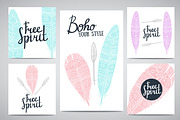 BOHO cards and seamless pattern