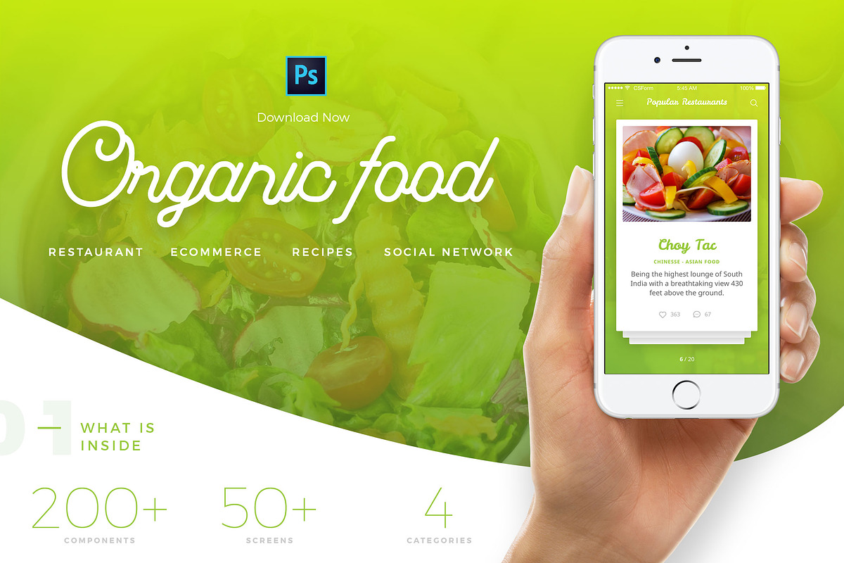 Organic food UI Kit for Ps in UI Kits and Libraries - product preview 8