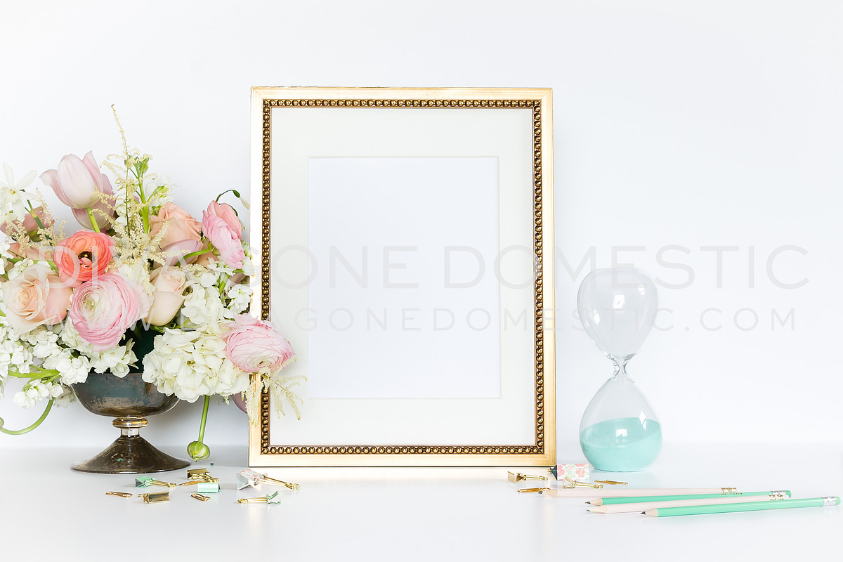 Styled Gold Frame - Mint Blush Pink in Print Mockups - product preview 8
