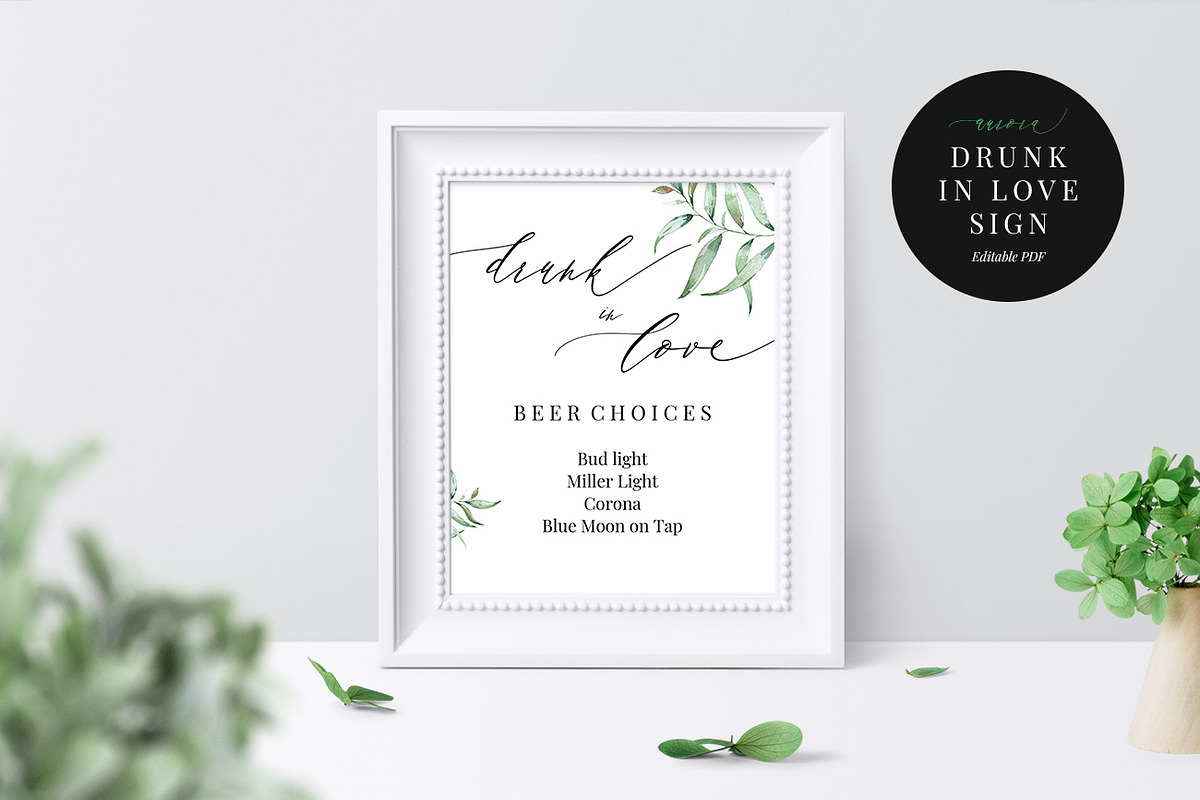 Drunk in Love Sign Template, Aurora in Wedding Templates - product preview 8