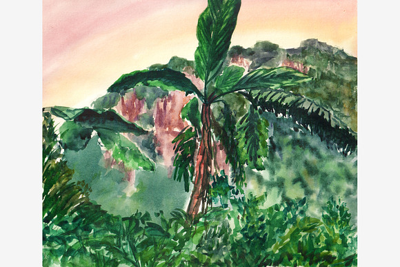 Set of watercolor landscapes in Illustrations - product preview 4