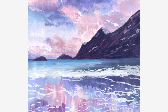 Set of watercolor landscapes in Illustrations - product preview 7
