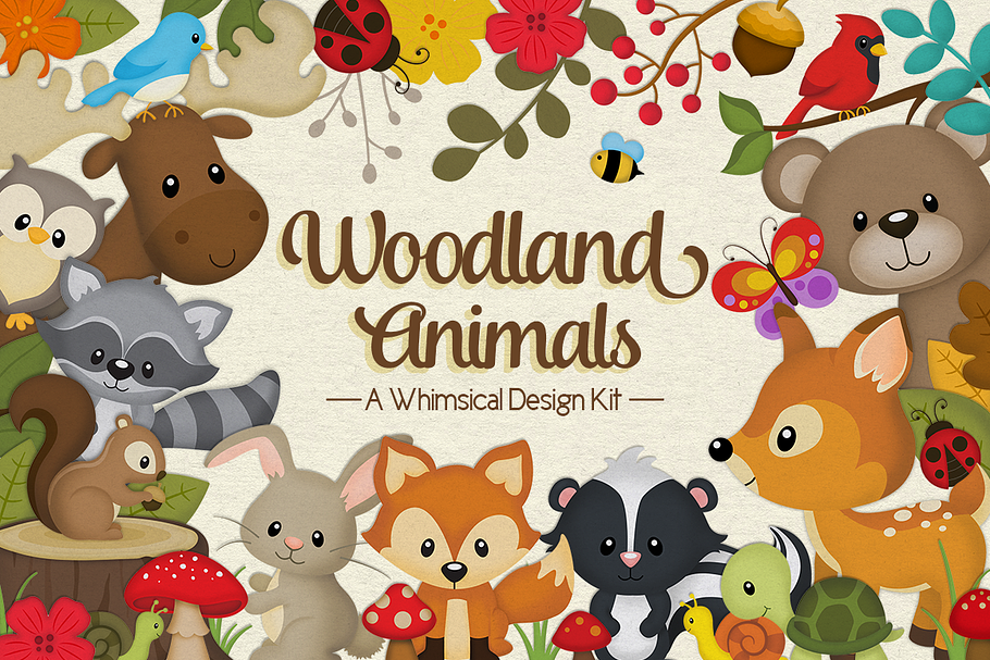 Woodland Animals Design Kit in Illustrations - product preview 8