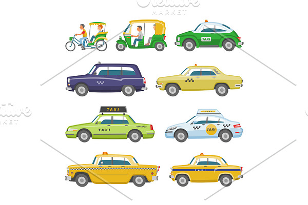 Taxi vector taxicab transport and