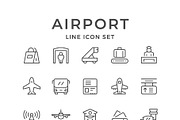 Set line icons of airport