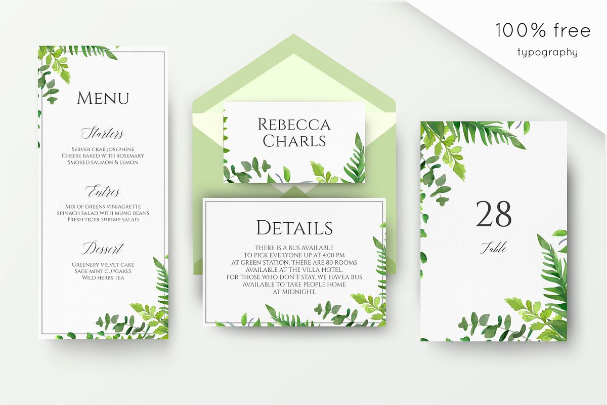 Wedding suite - Forest freshness in Wedding Templates - product preview 8