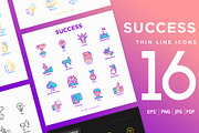 Success | 16 Thin Line Icons Set