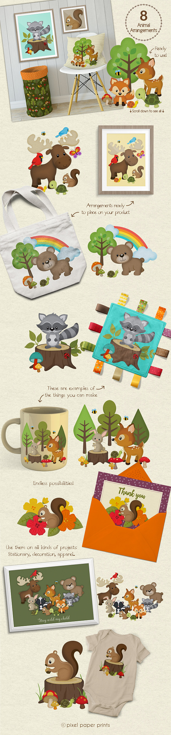 Woodland Animals Design Kit in Illustrations - product preview 5