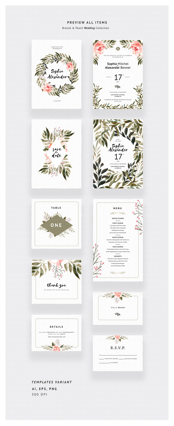 Bronze & Peach Wedding Invitations in Wedding Templates - product preview 2