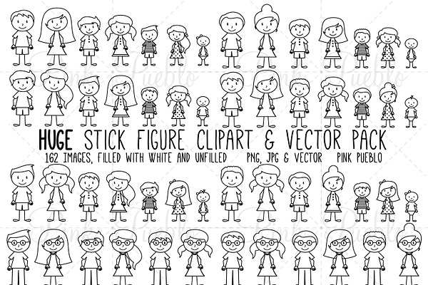 HUGE Stick Figure Clipart/Vector Set