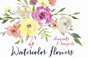 Watercolor Flowers Bouquets PNG