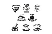 Vector icons for sushi restaurant
