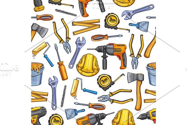 Work tools repair seamless pattern