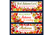Autumn season banner with leaves