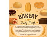 Bakery poster with bread and pastry