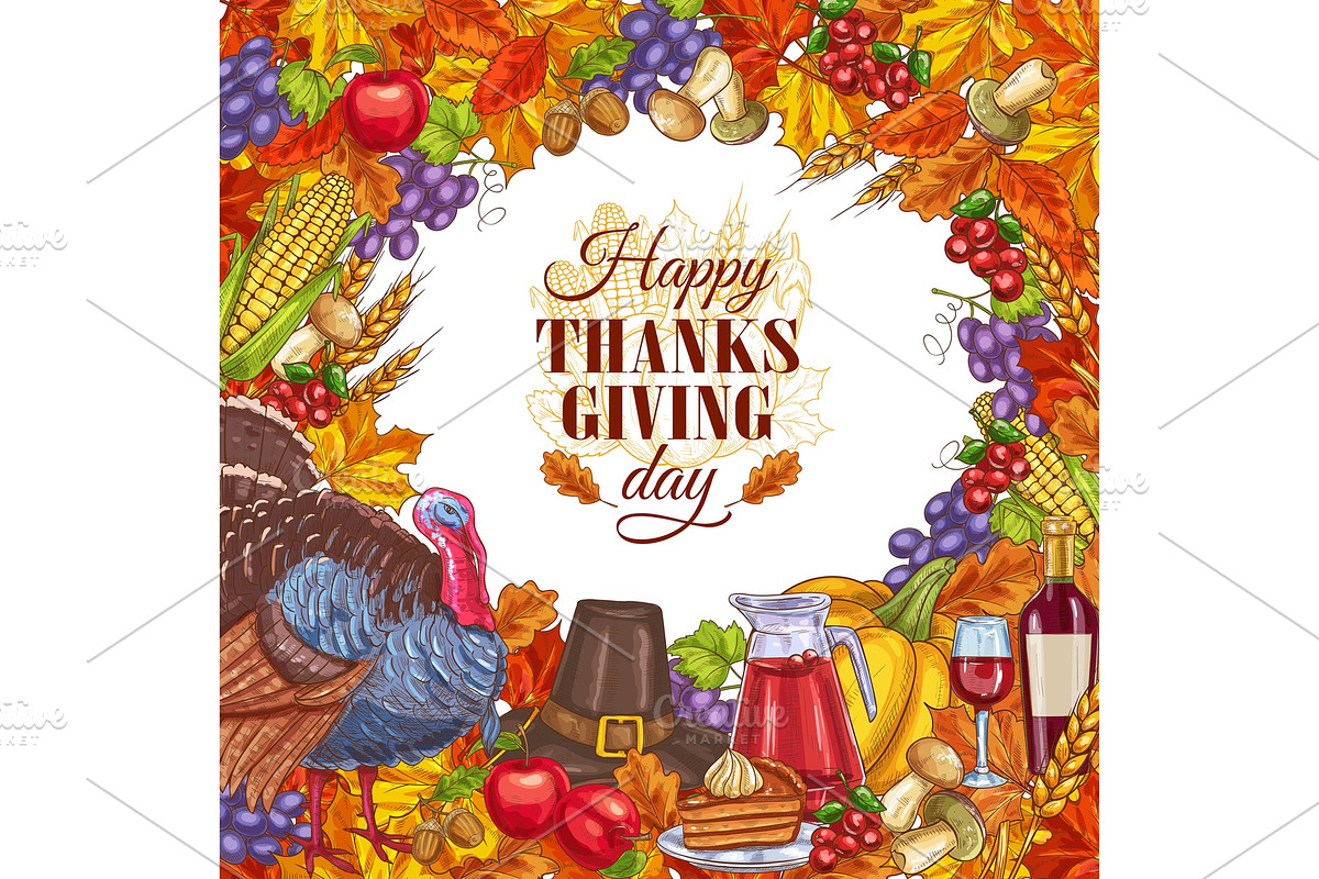 Thanksgiving card with vegetables in Illustrations - product preview 8
