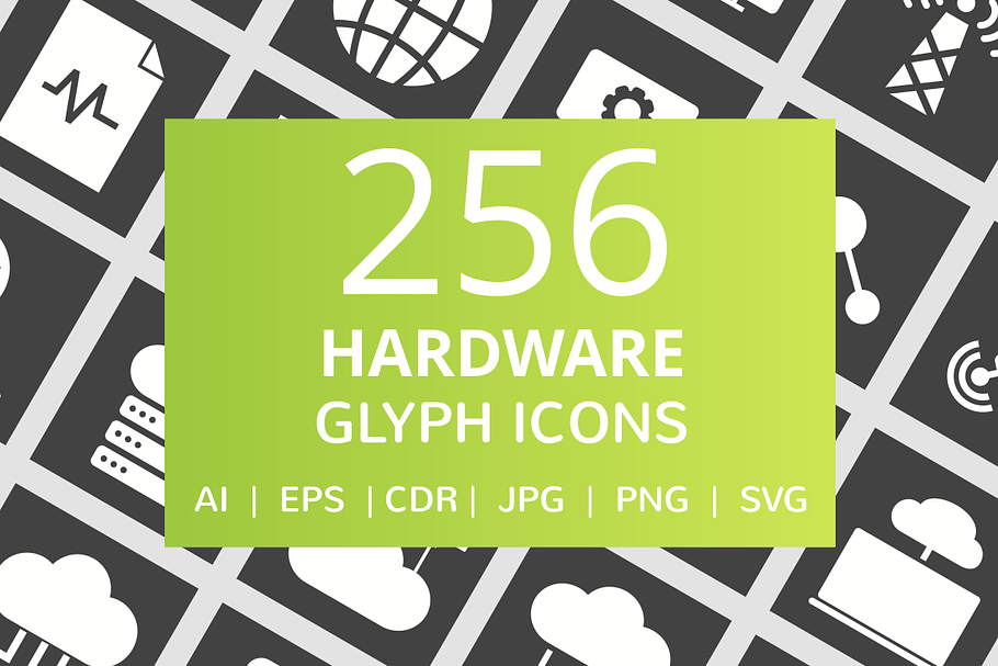 256 Hardware Glyph Inverted Icons