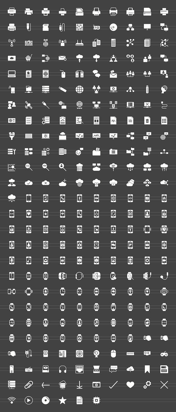 256 Hardware Glyph Inverted Icons in Graphics - product preview 1