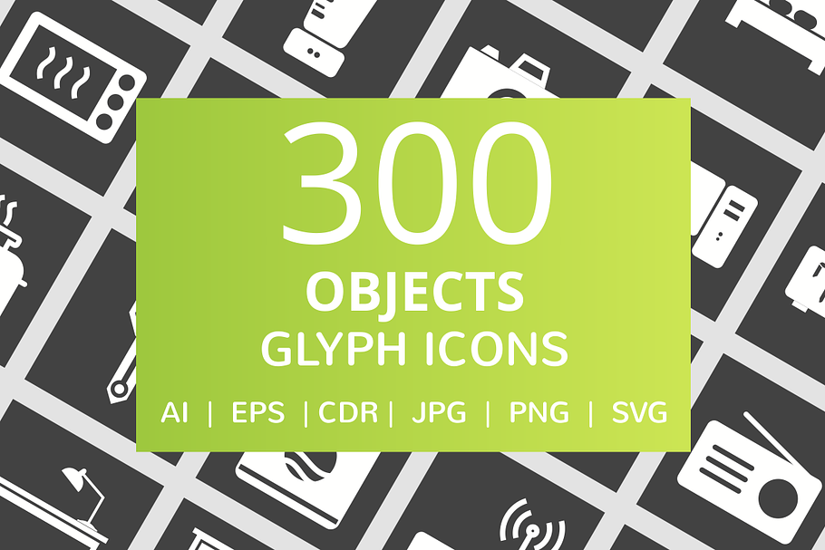 300 Objects Glyph Inverted Icons in Graphics - product preview 8