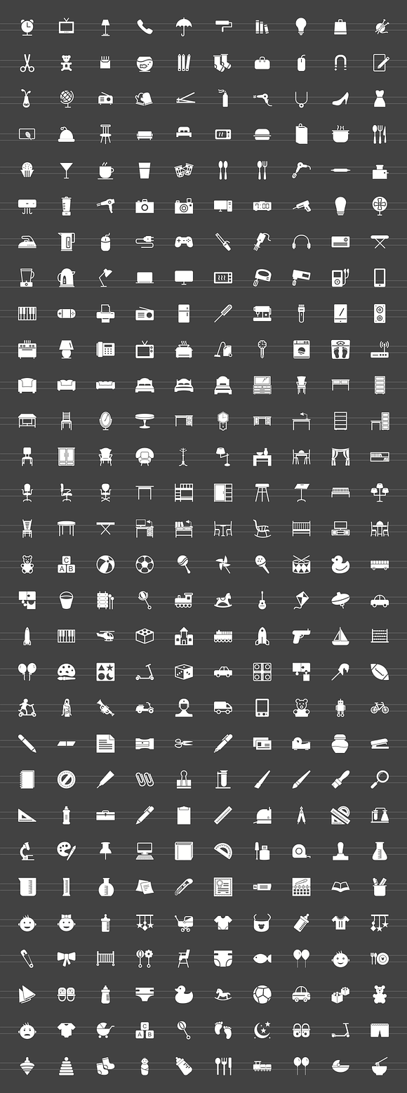 300 Objects Glyph Inverted Icons in Graphics - product preview 1