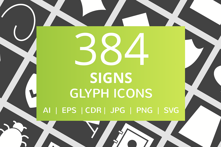 384 Signs Glyph Inverted Icons
