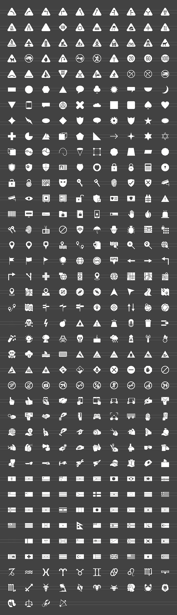 384 Signs Glyph Inverted Icons in Graphics - product preview 1