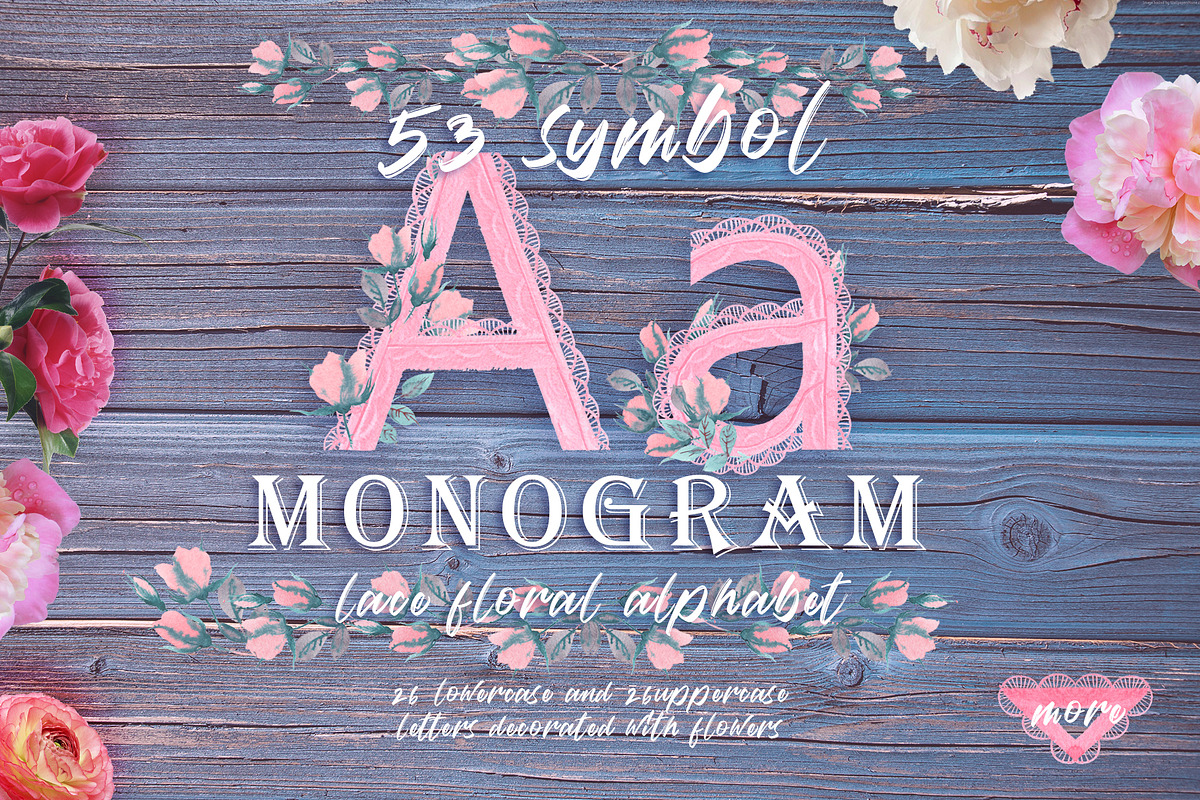 Lace watercolor FONT WITH FLOWERS in Symbol Fonts - product preview 8