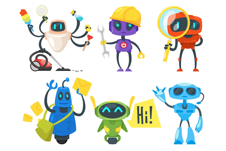 6 Robots of different professions in Illustrations - product preview 8
