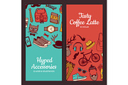 Vector hipster doodle icons banners