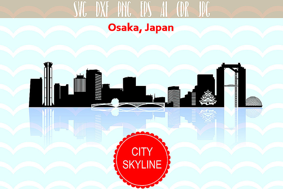 Osaka Vector Skiline, Osaka SVG in Illustrations - product preview 8