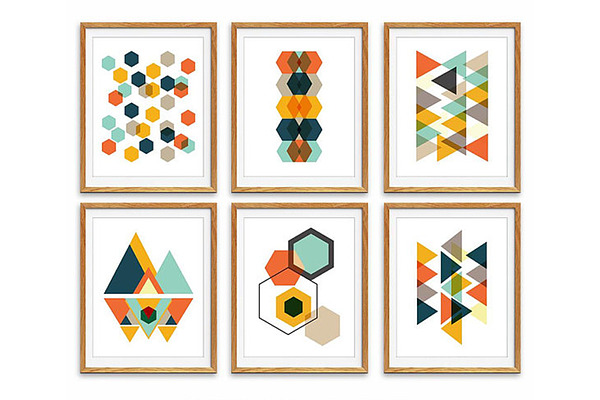 Geometric Wall Art, Set of 6 Prints 