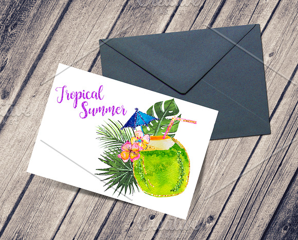 Tropical Summer Clip Art  in Illustrations - product preview 4