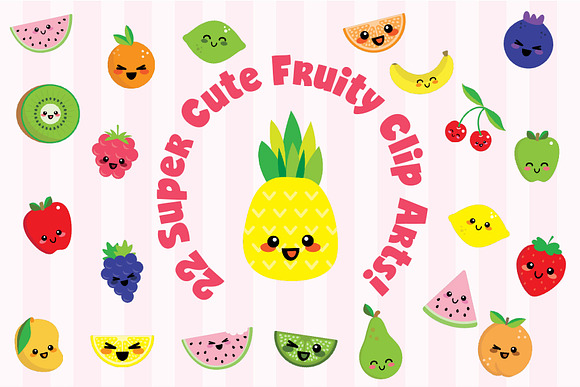 Fruity Friends! Cute Kawaii Kit in Illustrations - product preview 1