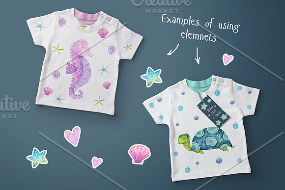 Sea Watercolor Clipart in Illustrations - product preview 2